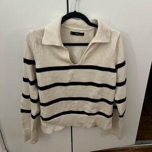 Mango Striped Polo Sweater